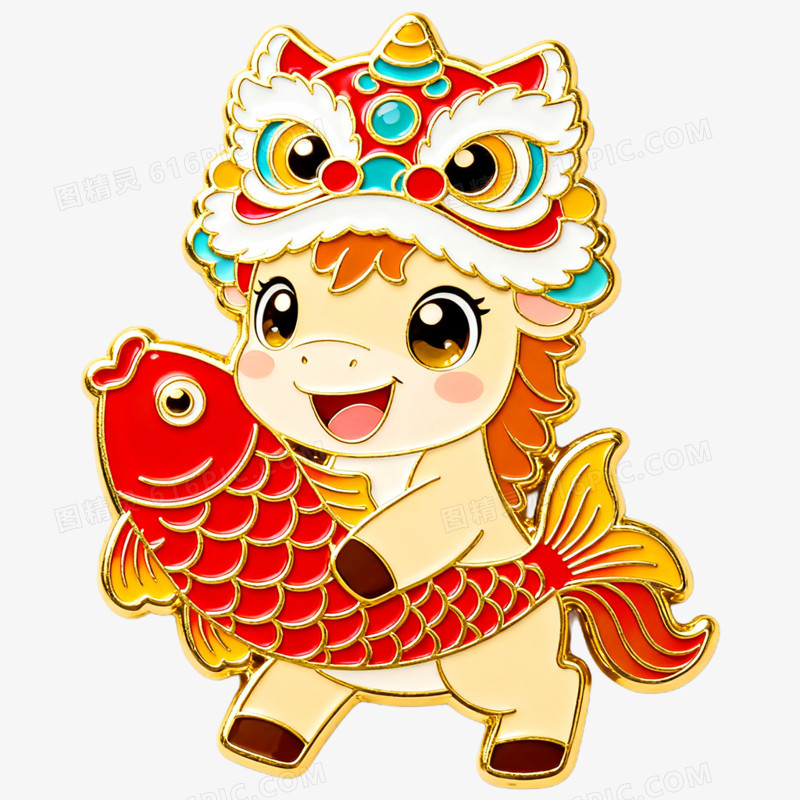 创意文创产品马年冰箱贴免抠元素