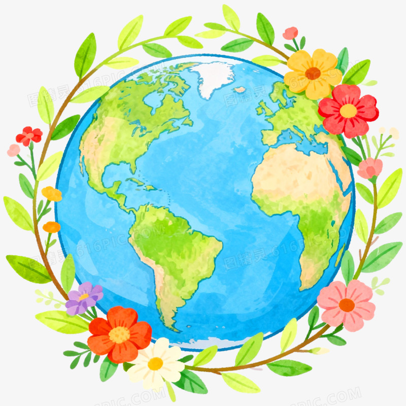 卡通手绘绿色环保免抠元素