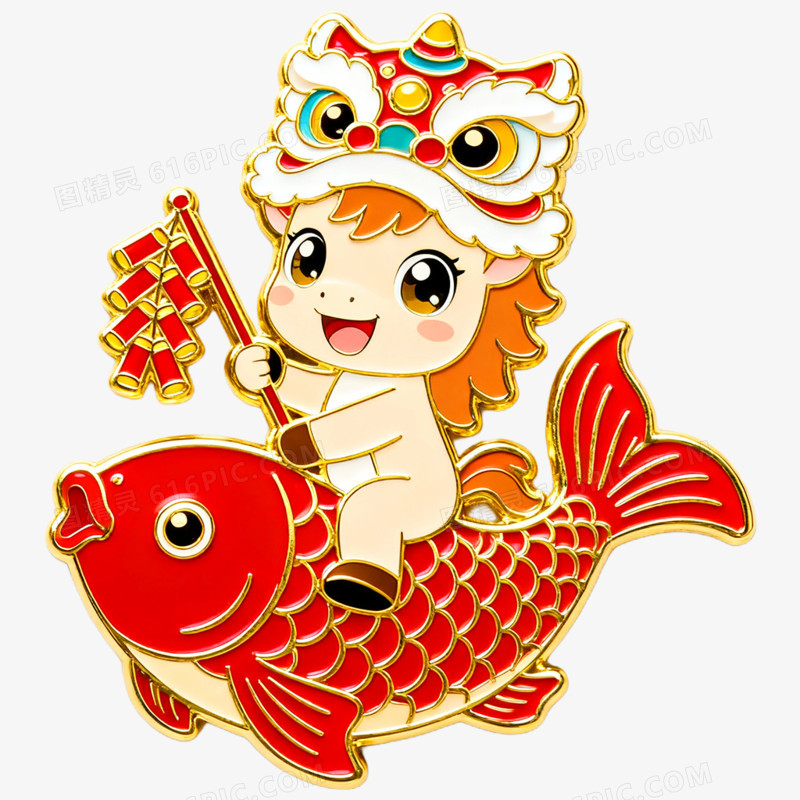 创意文创产品马年冰箱贴免抠元素