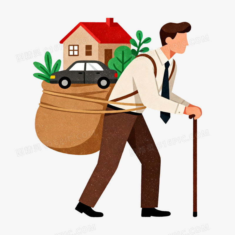 扁平风生活压力大免抠元素