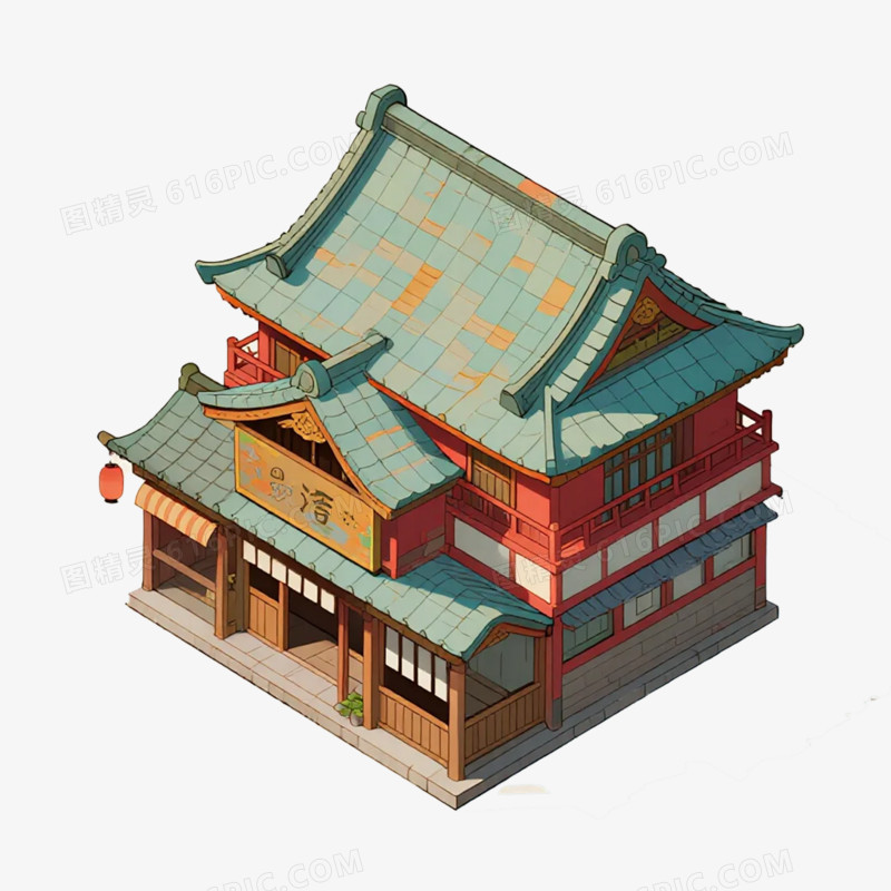 卡通插画风日式屋子免抠元素