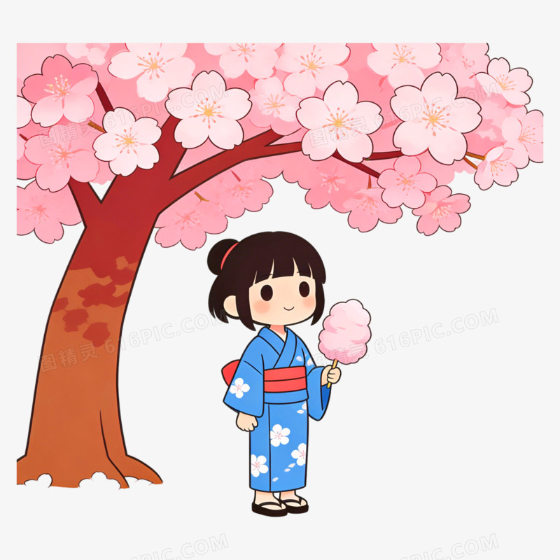 卡通日本文化樱花免抠元素