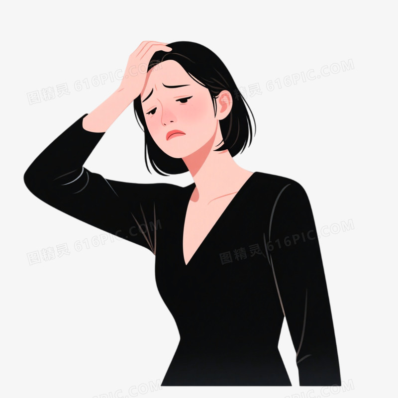 手绘插画风格抑郁免抠元素