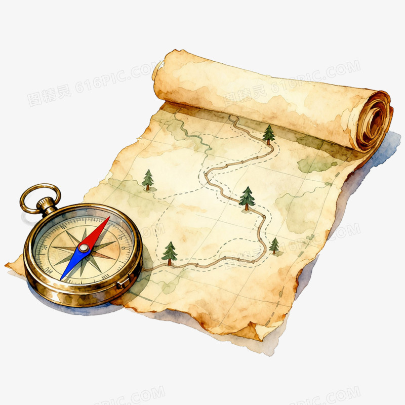 卡通手绘指南针免抠元素