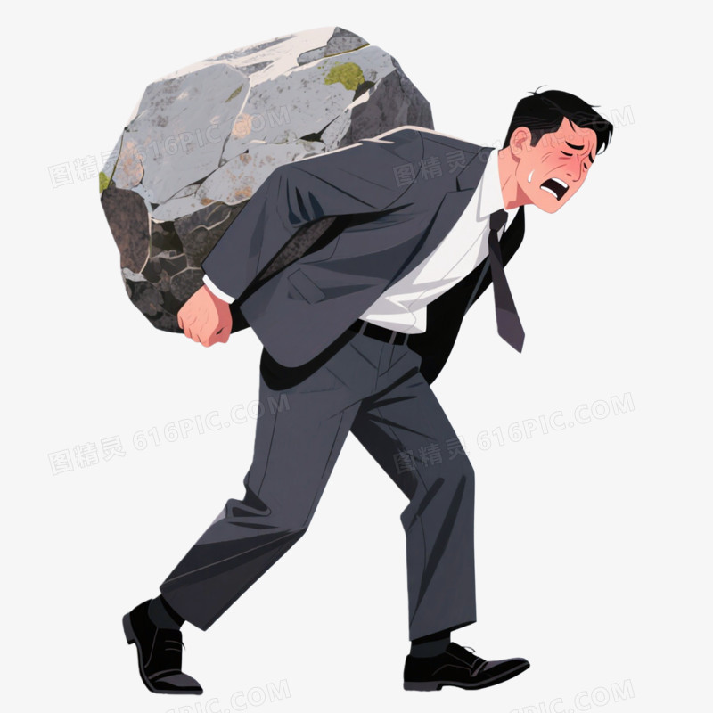 手绘插画风格压力免抠元素