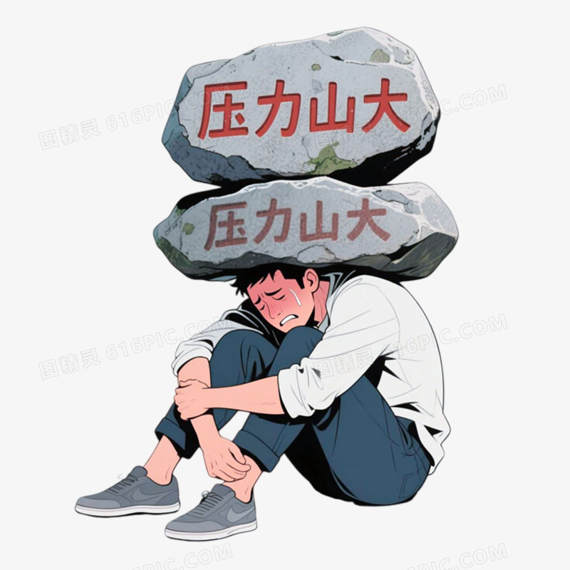 手绘插画风格压力免抠元素