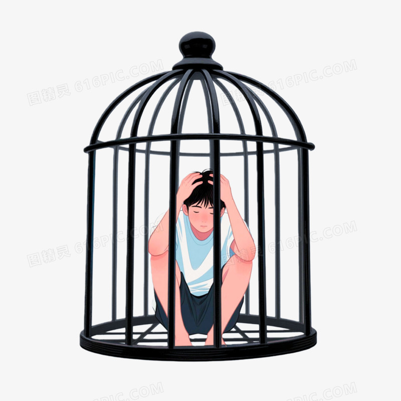 手绘插画风格抑郁免抠元素