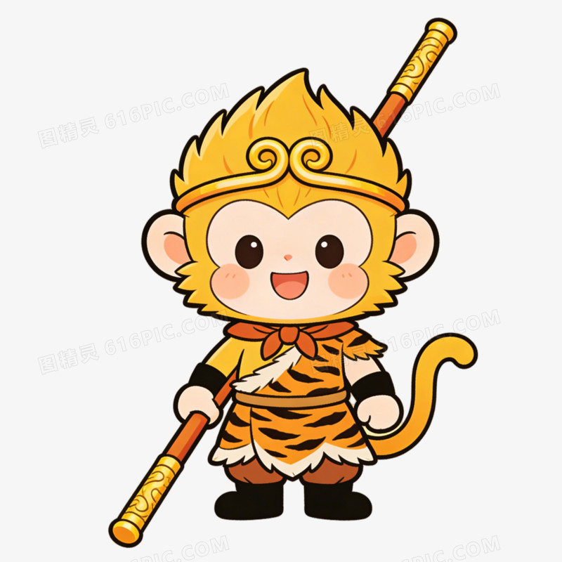 手绘插画风格西游记孙悟空免抠元素