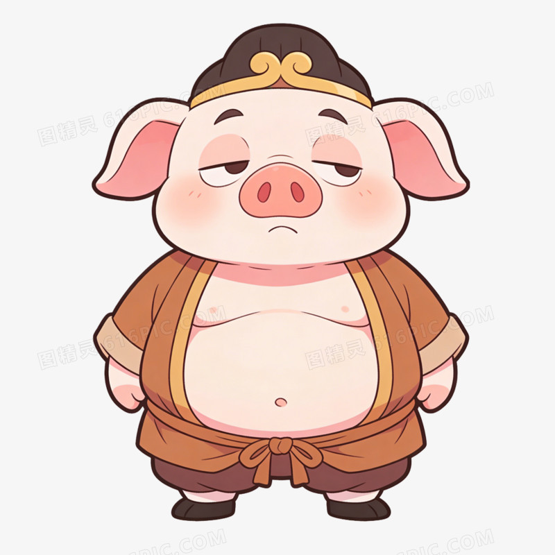 手绘插画风格西游记猪八戒免抠元素
