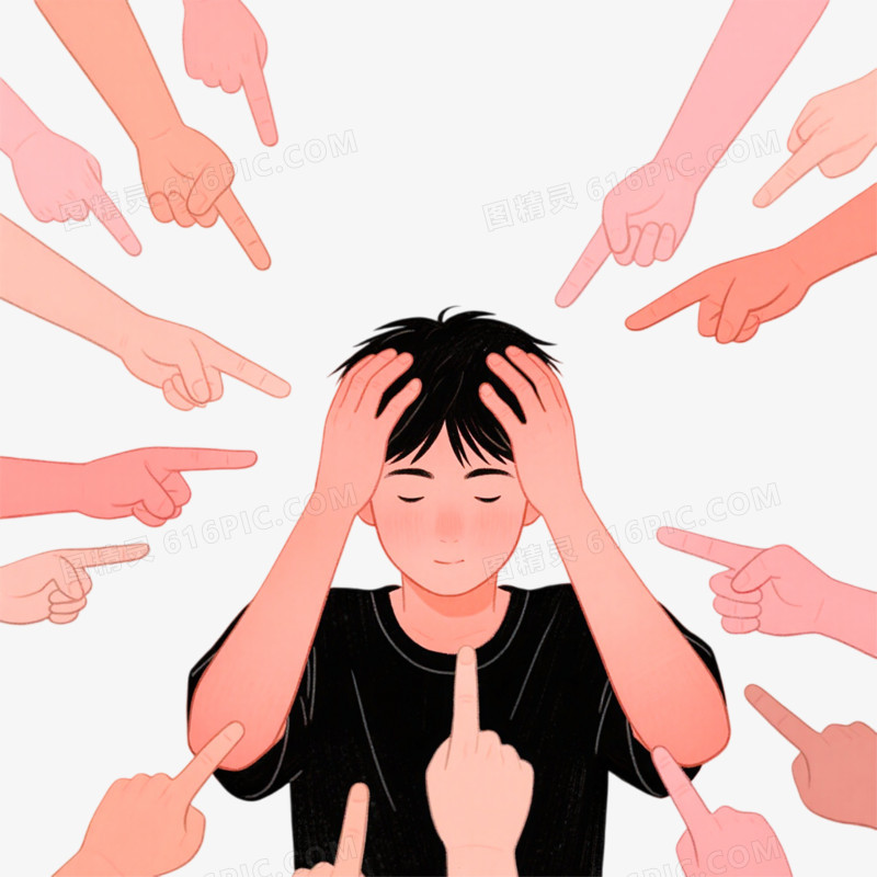 手绘插画风格焦虑免抠元素