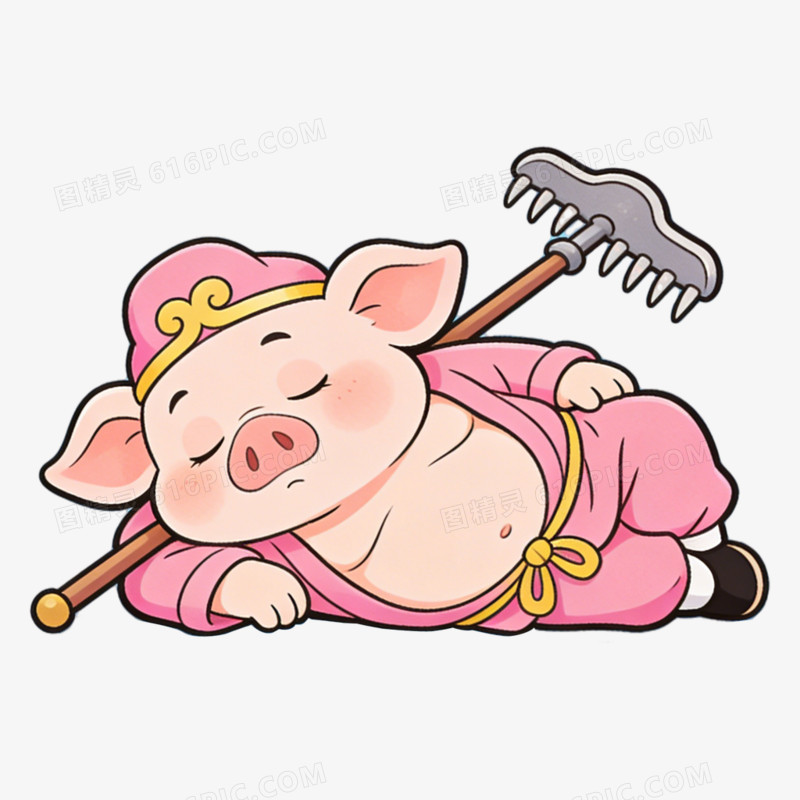 手绘插画风格西游记猪八戒免抠元素