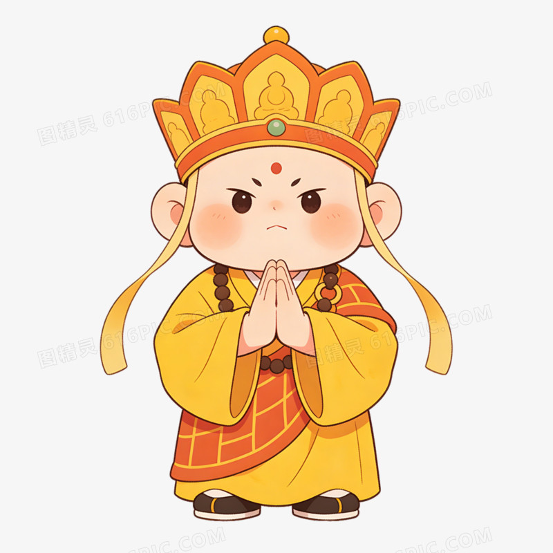 手绘插画风格西游记唐僧免抠元素