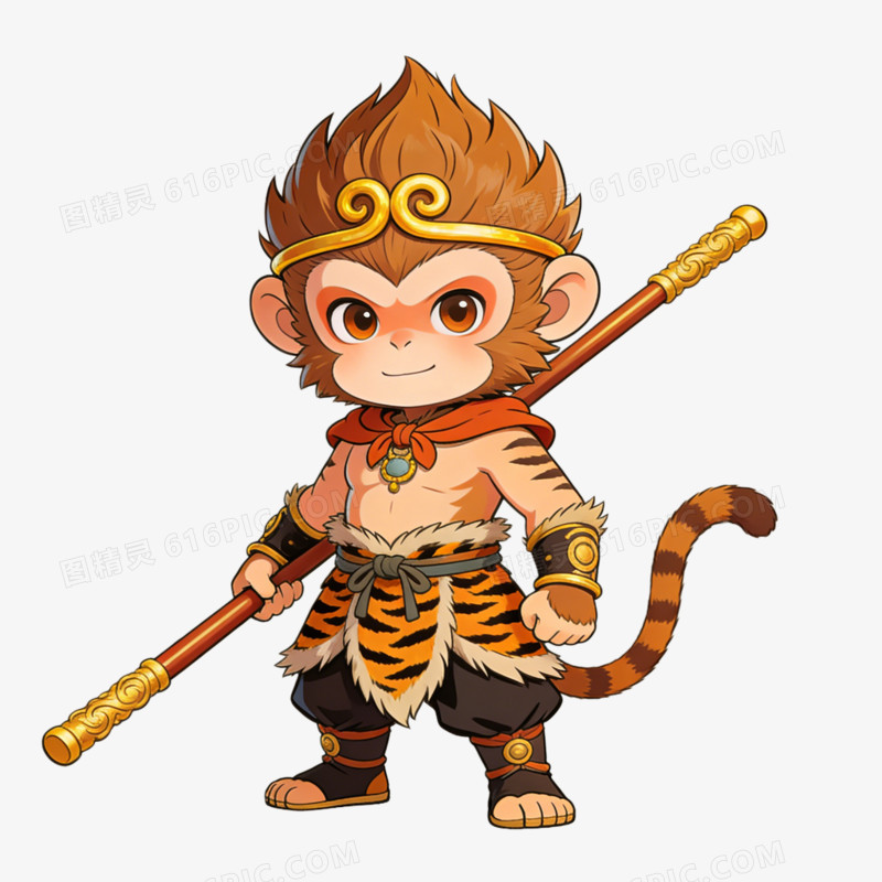 手绘插画风格西游记孙悟空免抠元素