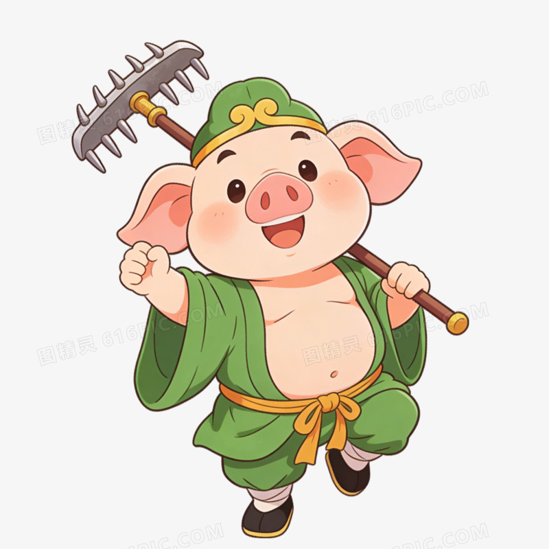 手绘插画风格西游记猪八戒免抠元素