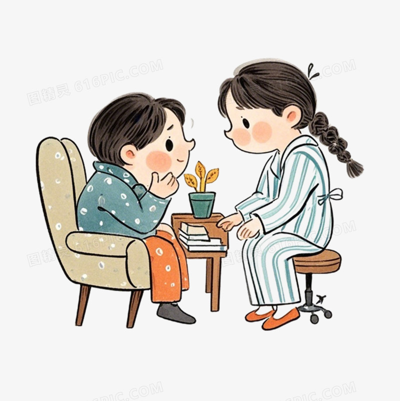 彩色卡通心理健康心理咨询免抠元素