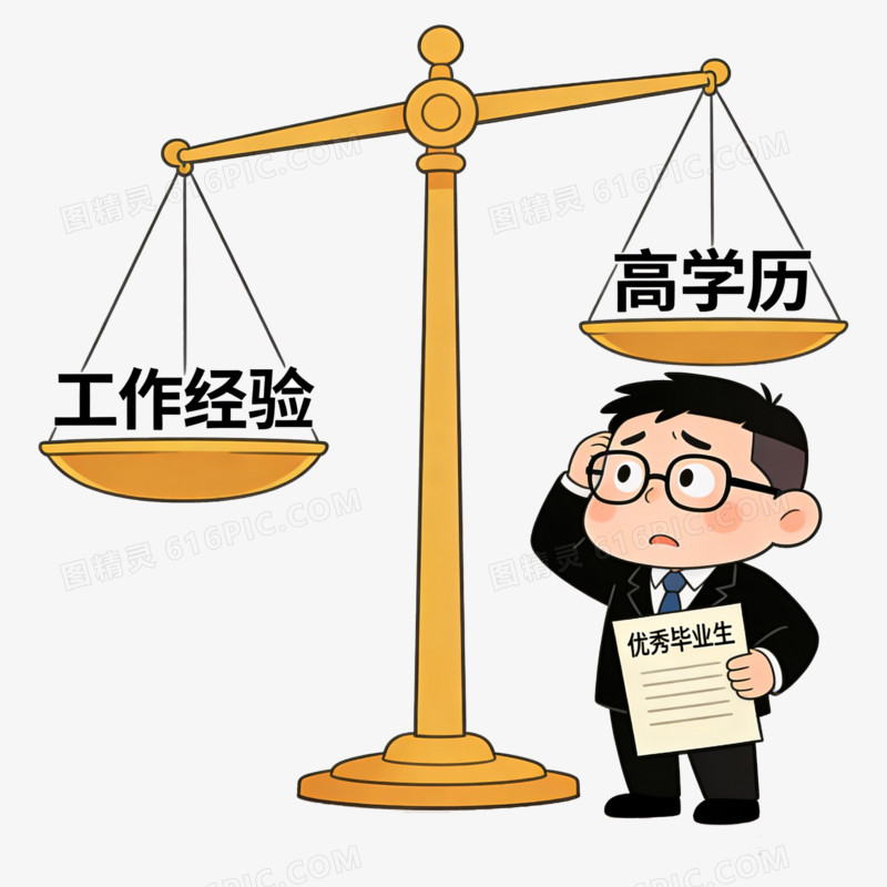 卡通手绘面对就业压力的人物免抠元素