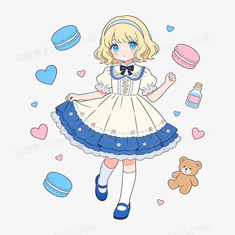扁平风可爱洛丽塔女孩免抠元素