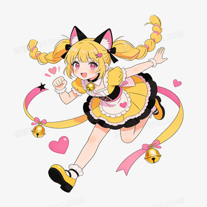 扁平风猫耳洛丽塔女孩免抠元素