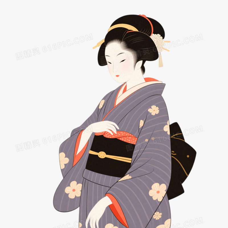 插画风格日本元素免抠元素