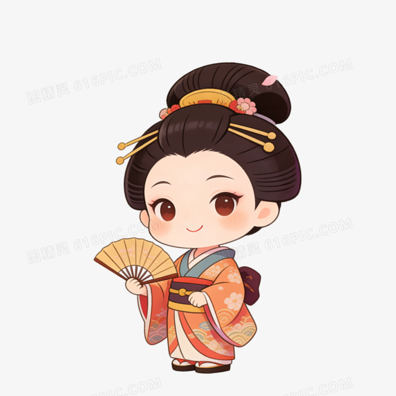 卡通风日本艺伎免抠元素