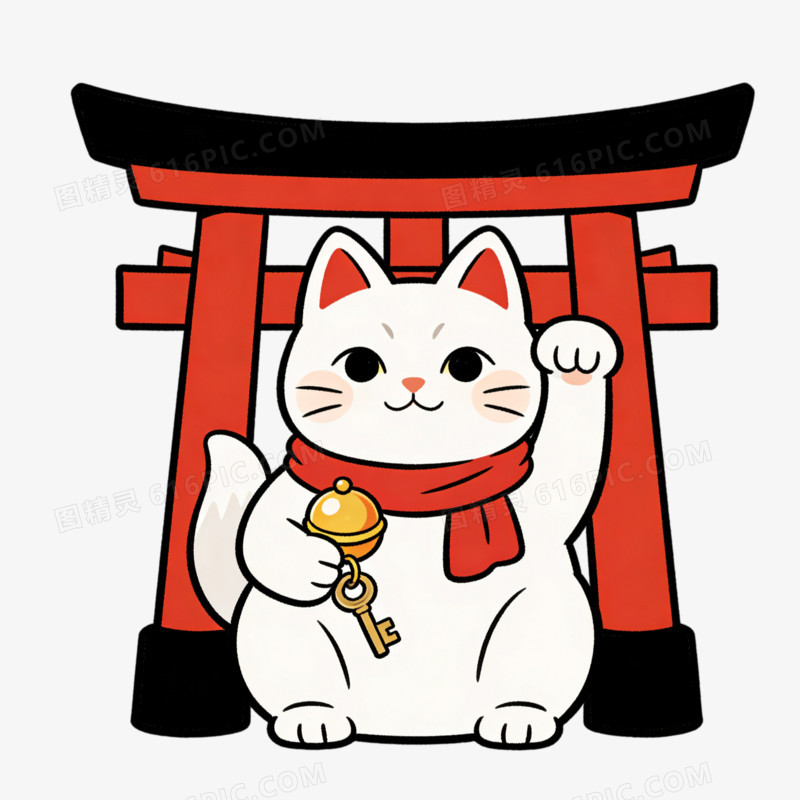 卡通风日本招财猫免抠元素