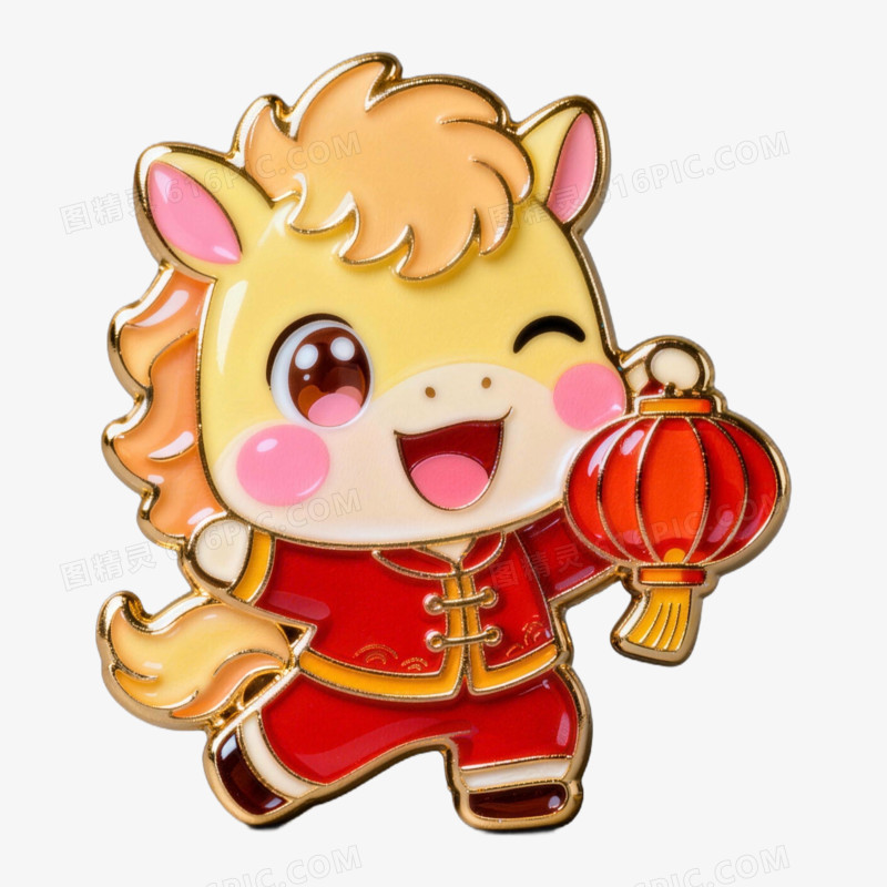 卡通手绘马年新年文创产品免抠元素