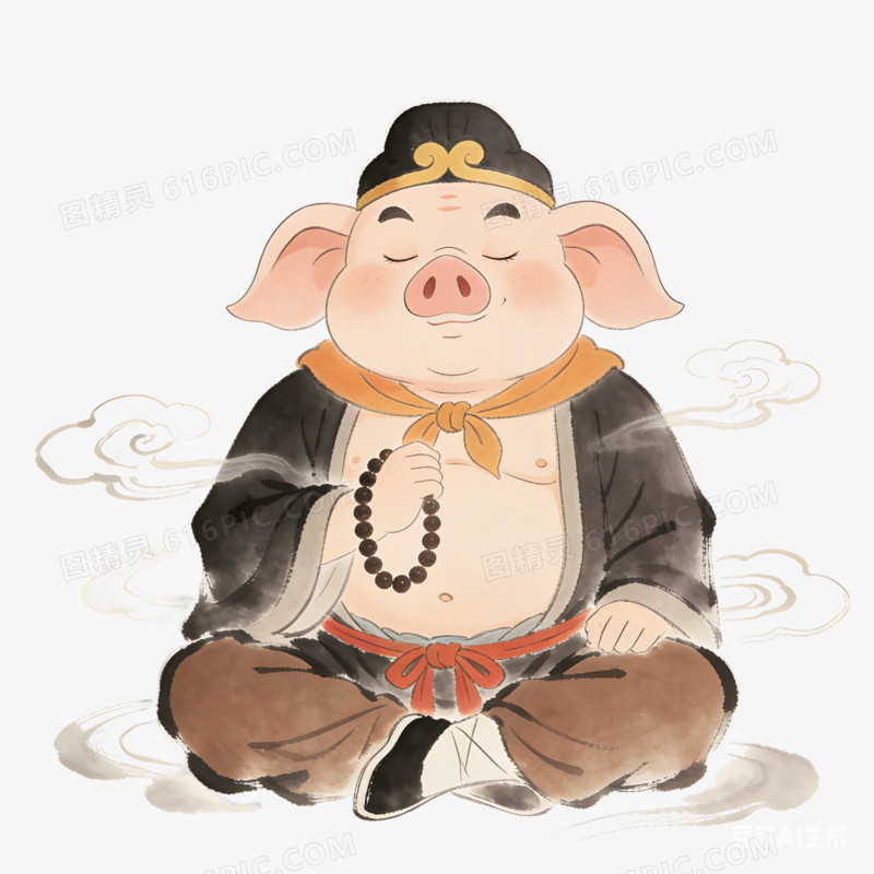 卡通风西游记师徒四人人物免抠元素