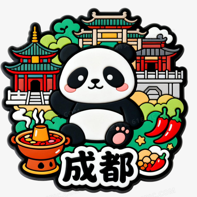 成都城市冰箱贴文创免抠元素