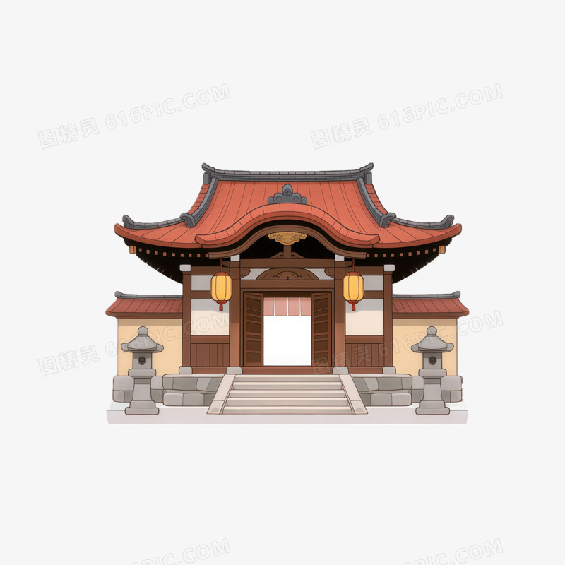 日系建筑楼房木质结构ai免抠元素