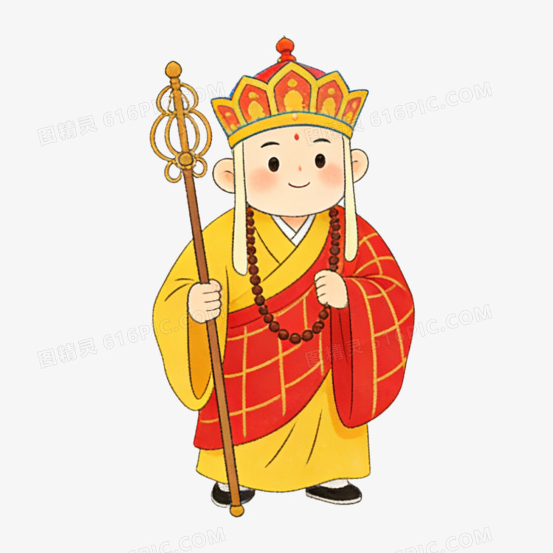 插画风西游记唐僧免抠元素