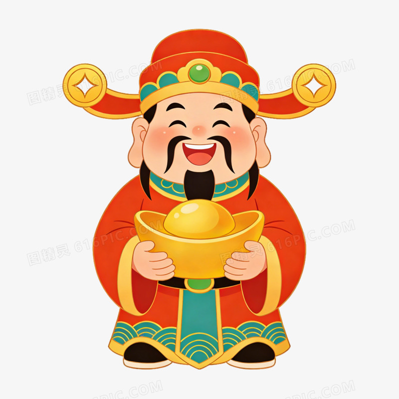 马年文创财神爷送财ai免抠元素