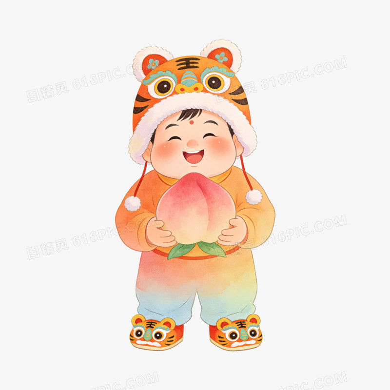 马年文创福娃送桃ai免抠元素