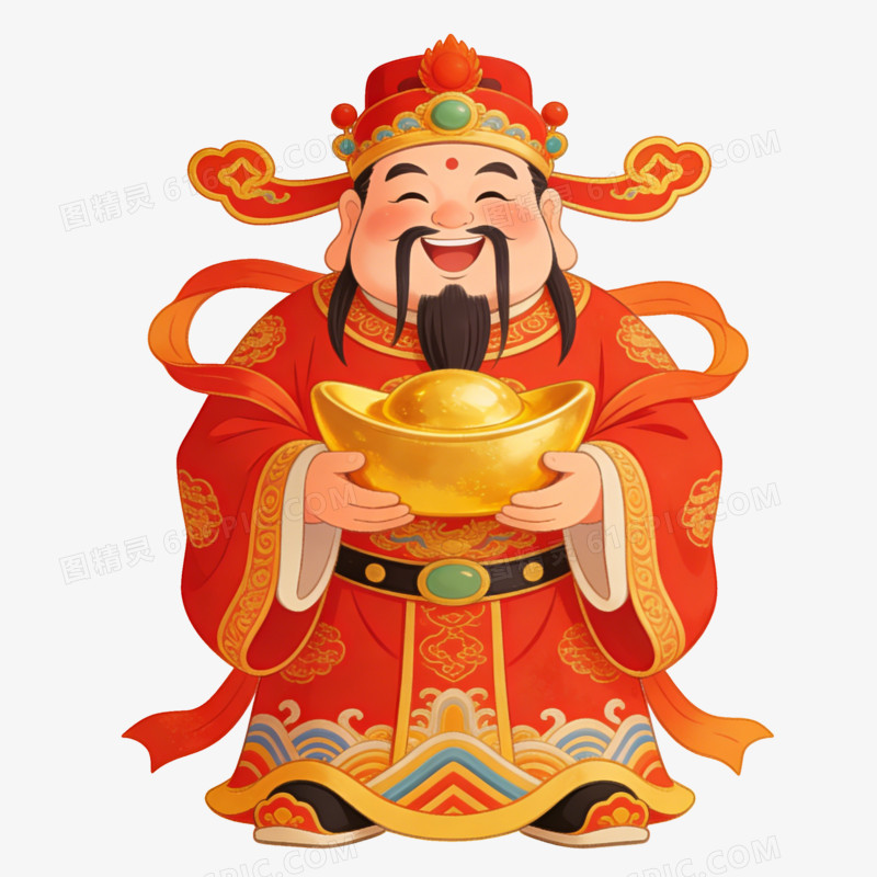 马年文创送财的财神爷ai免抠元素