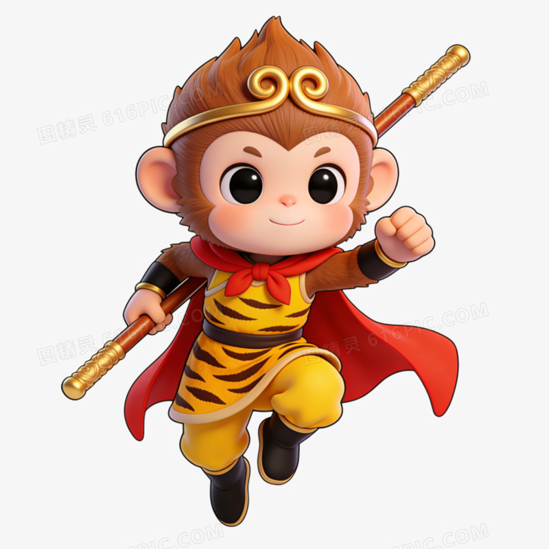3D插画风西游记 孙悟空免抠元素