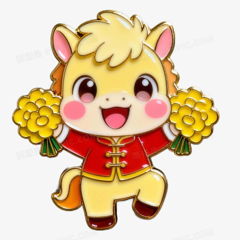 卡通手绘马年新年文创产品免抠元素