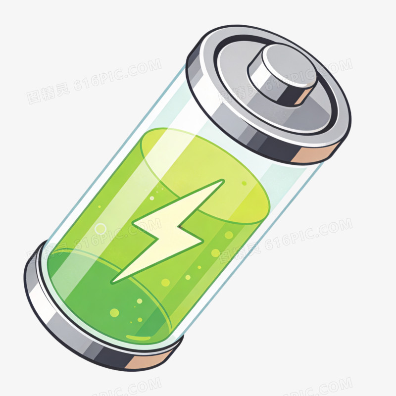 卡通手绘清洁能源电池免抠元素