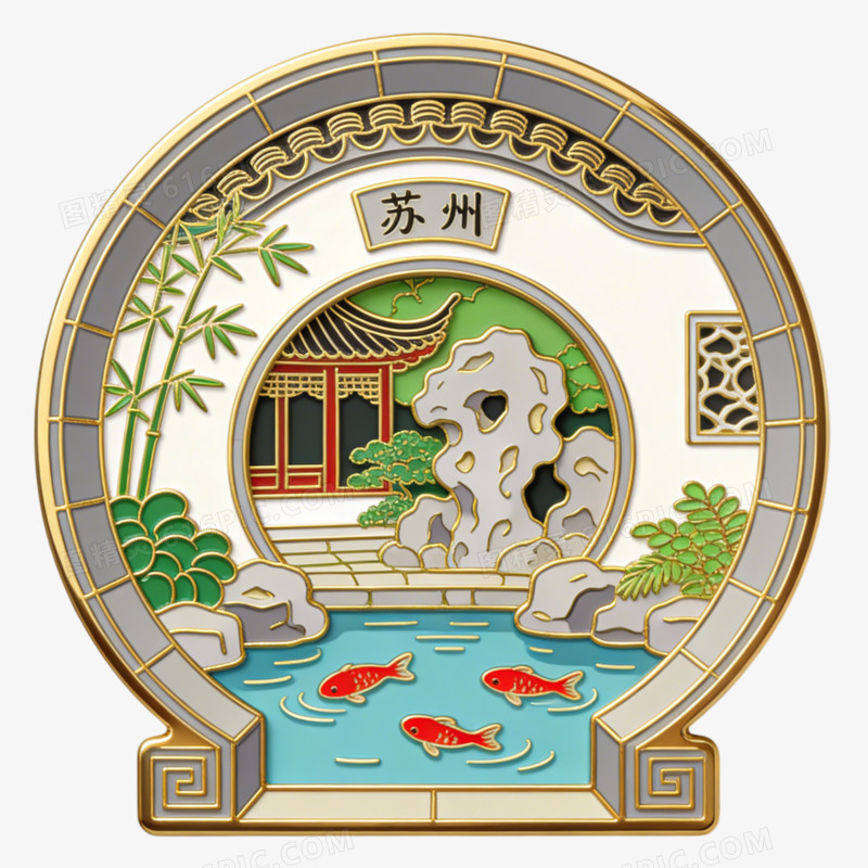 苏州城市冰箱贴文创免抠元素