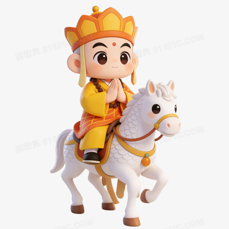 3D插画风西游记唐僧免抠元素