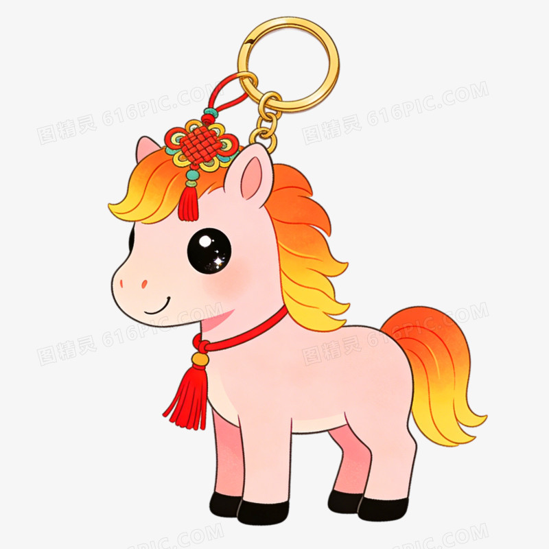 插画风格地标建筑钥匙扣免抠元素