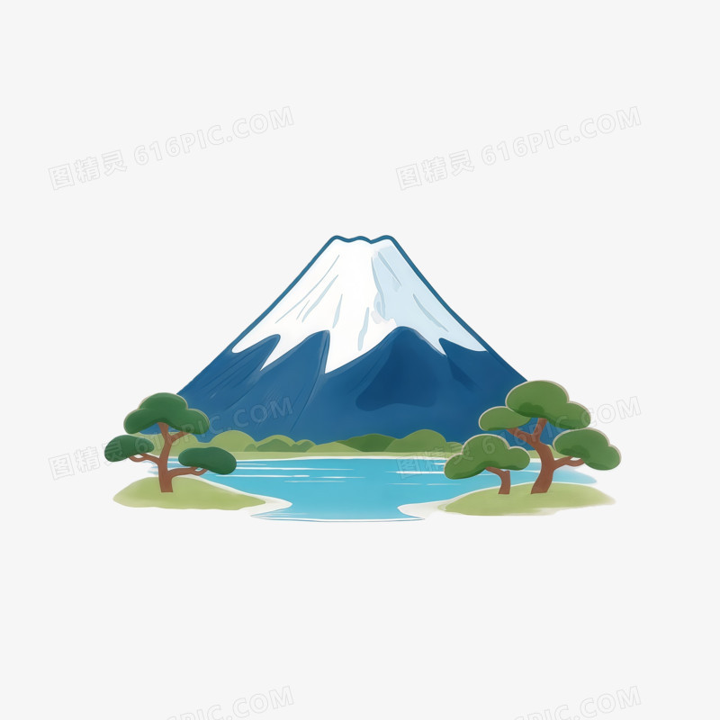 日系素材日本富士山插画ai免抠元素