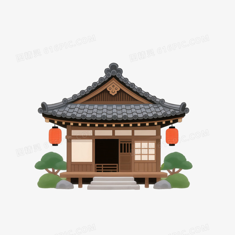 日系建筑楼面ai免抠元素