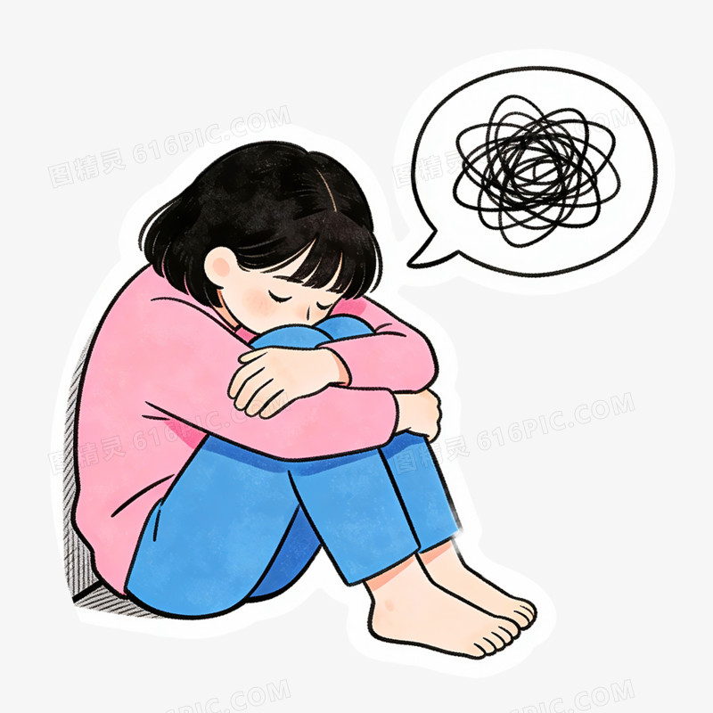 卡通手绘心理压力大免抠元素