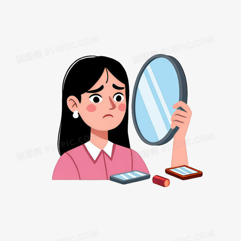 容颜衰老看镜子压力ai免抠元素