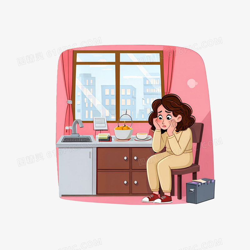 容颜憔悴生活压力ai免抠元素