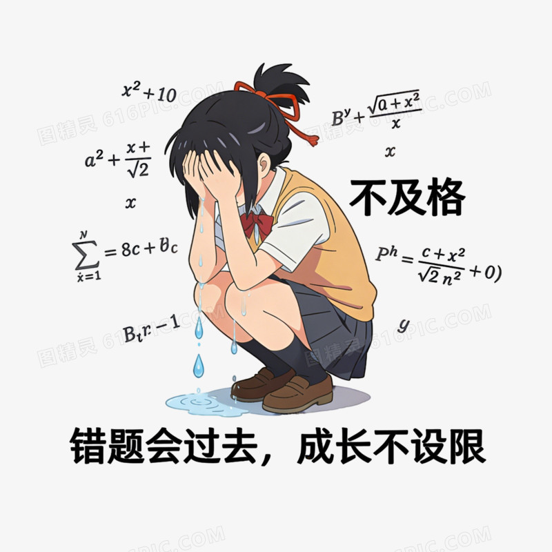 各种数学学习压力ai免抠元素
