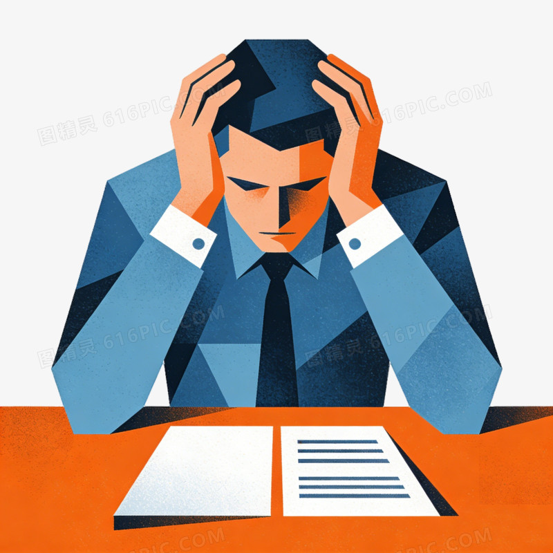 商务人士工作压力抱头ai免抠元素