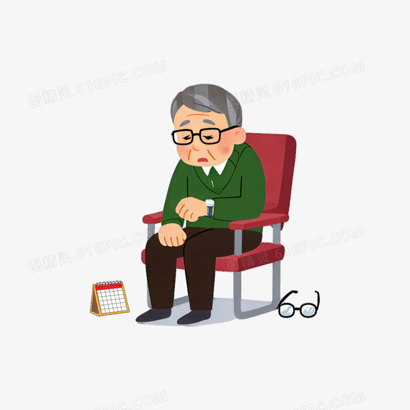 年龄压力老年人坐轮椅ai免抠元素
