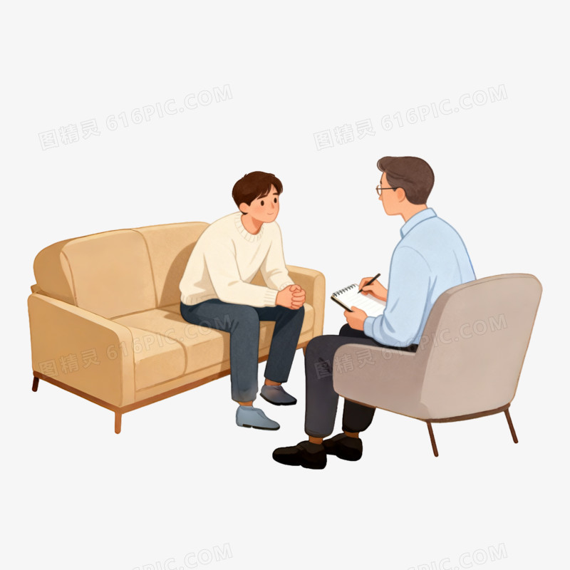 抑郁症看心理医生ai免抠元素