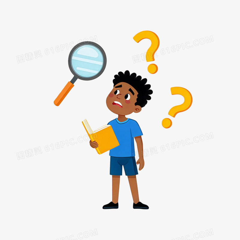 卡通手绘孩子学习压力ai免抠元素