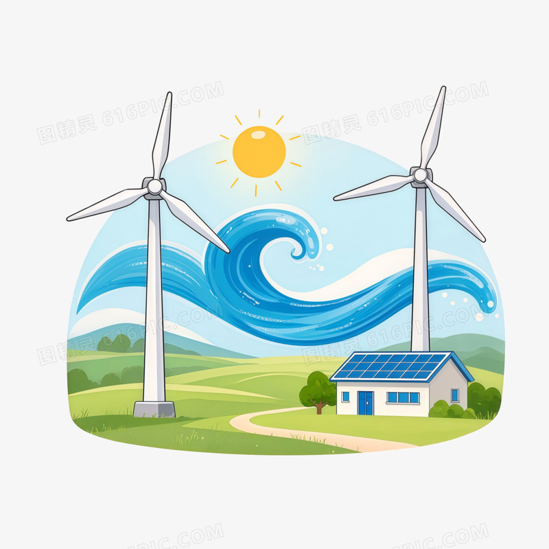 新能源风电场地绿色ai免抠元素